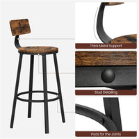 Barkrukken met Rugleuning en Industrieel Design, Set van 2