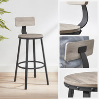 Barkrukken met Rugleuning en Industrieel Design, Set van 2
