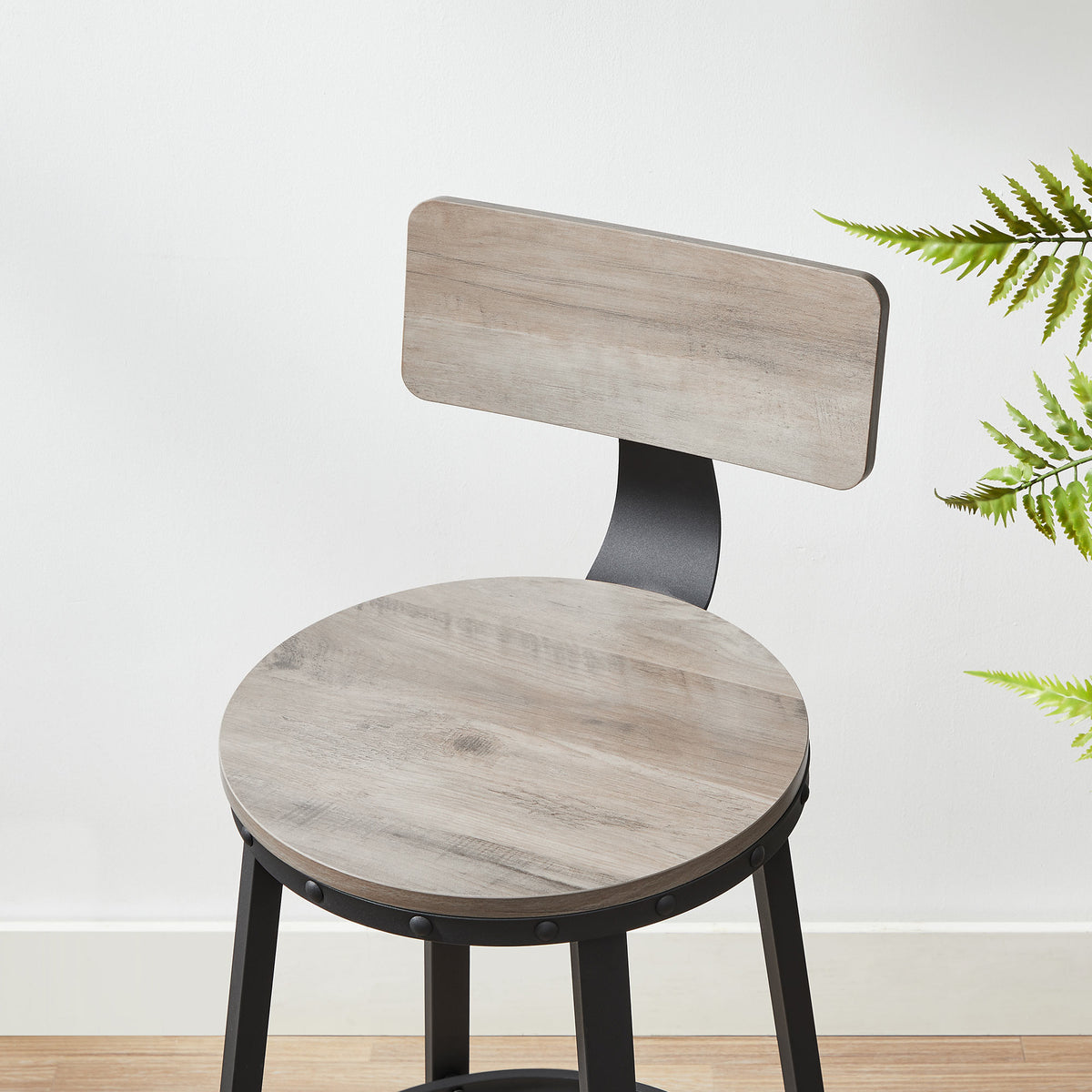 Barkrukken met Rugleuning en Industrieel Design, Set van 2
