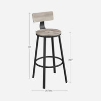 Barkrukken met Rugleuning en Industrieel Design, Set van 2