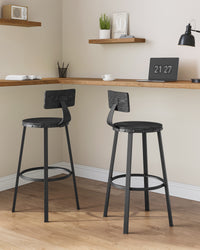 Barkrukken met Rugleuning en Industrieel Design, Set van 2