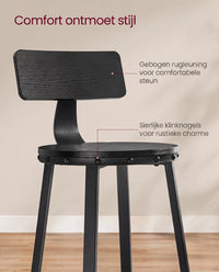 Barkrukken met Rugleuning en Industrieel Design, Set van 2