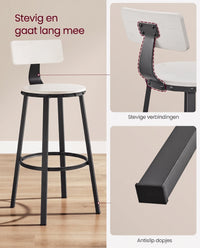 Barkrukken met Rugleuning en Industrieel Design, Set van 2