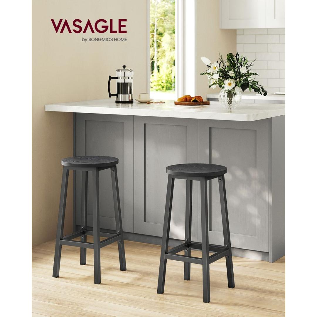 Set Van 2 Barkrukken met Voetsteun en Metalen Frame Voor Keuken of Bar