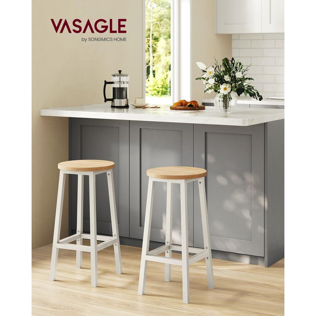 Set Van 2 Barkrukken met Voetsteun en Metalen Frame Voor Keuken of Bar