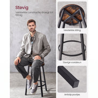 Barkrukken met Rugleuning en Industrieel Design, Set van 2