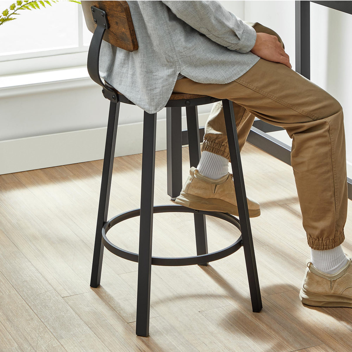 Barkrukken met Rugleuning en Industrieel Design, Set van 2