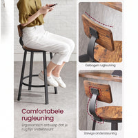 Barkrukken met Rugleuning en Industrieel Design, Set van 2