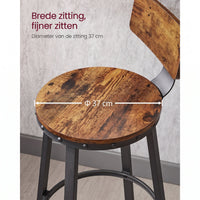 Barkrukken met Rugleuning en Industrieel Design, Set van 2