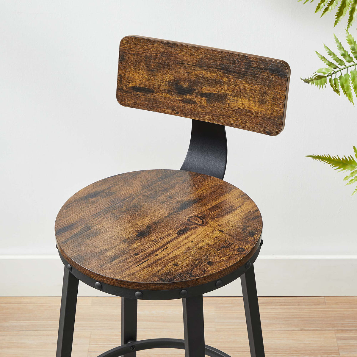 Barkrukken met Rugleuning en Industrieel Design, Set van 2