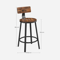 Barkrukken met Rugleuning en Industrieel Design, Set van 2