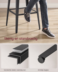 Barkrukken met Rugleuning en Voetsteun, Set van 2, Zithoogte 74 cm