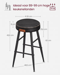 Barkrukken van Kunstleer met Voetsteun, Set van 2