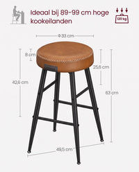 Barkrukken van Kunstleer met Voetsteun, Set van 2