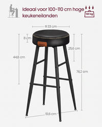 Barkrukken van Kunstleer met Voetsteun, Set van 2