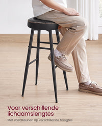 Barkrukken van Kunstleer met Voetsteun, Set van 2