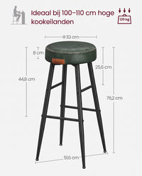 Barkrukken van Kunstleer met Voetsteun, Set van 2