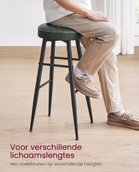 Barkrukken van Kunstleer met Voetsteun, Set van 2