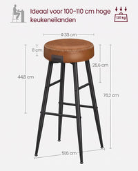 Barkrukken van Kunstleer met Voetsteun, Set van 2