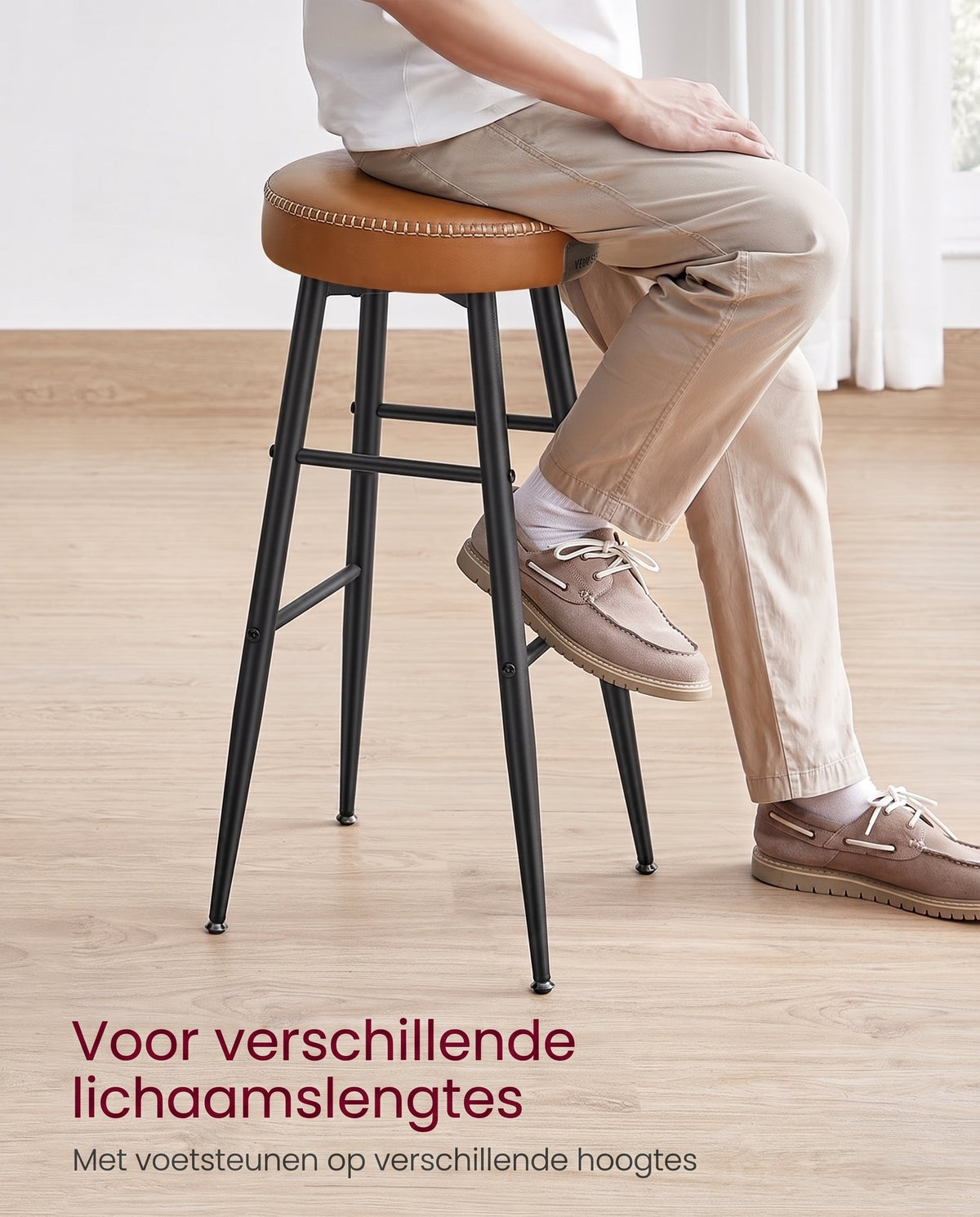 Barkrukken van Kunstleer met Voetsteun, Set van 2