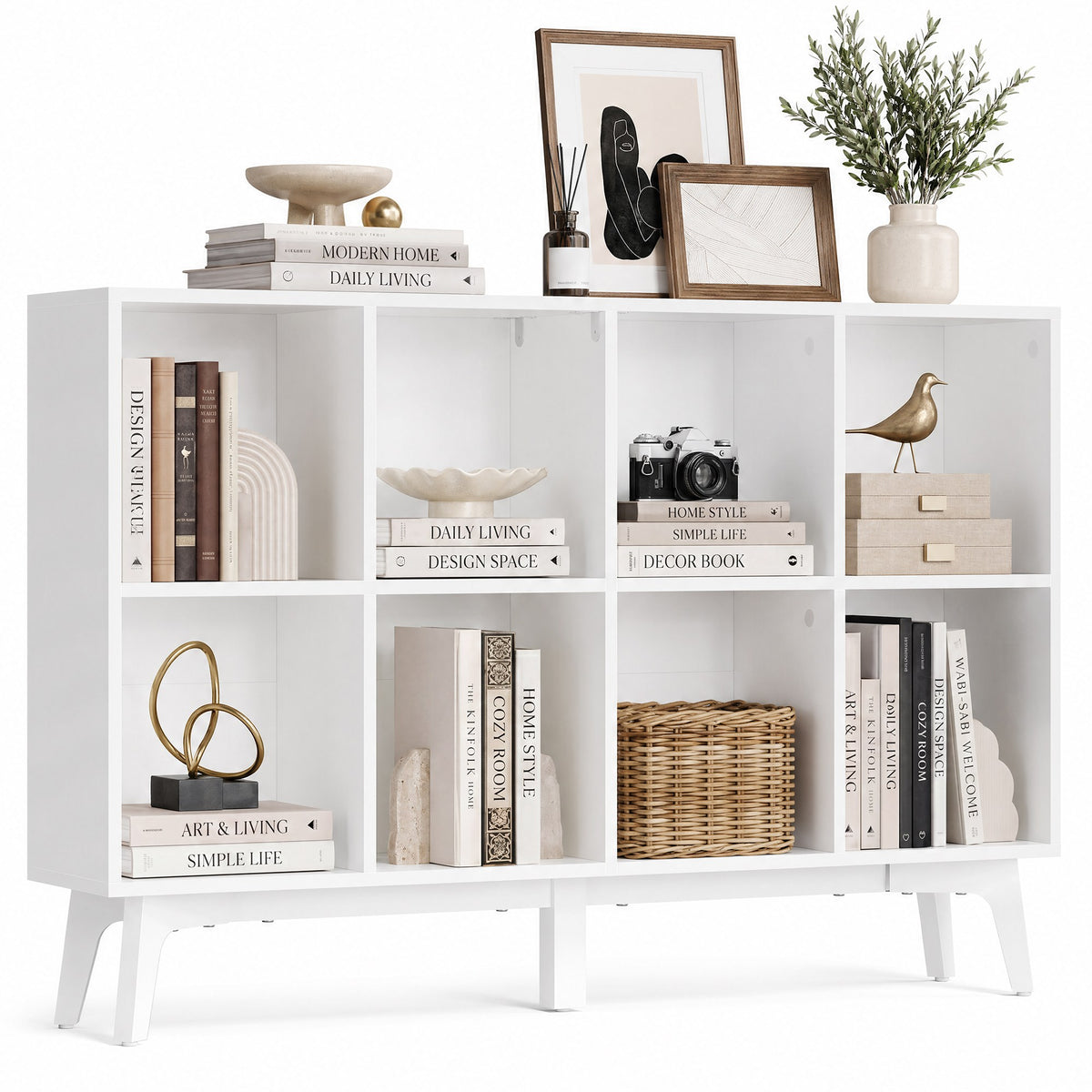 Ruime boekenkast met 8 Vakken, Wit