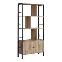 Boekenkast met 4 Verspringende Planken en Gesloten Vak, 74 x 154,5 cm