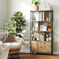 Boekenkast met 4 Verspringende Planken en Gesloten Vak, 74 x 154,5 cm