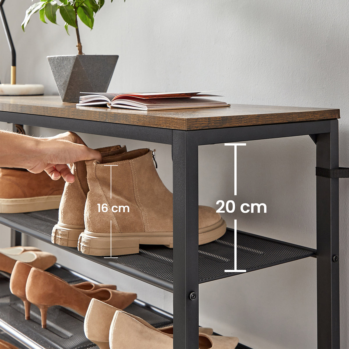 Schoenenrek met 8 Niveaus voor 32 tot 40 Paar Schoenen, 100 x 30 x 152 cm
