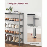 Metalen Schoenenrek met Verstelbare Roosterplanken, 4 of 5 Niveaus