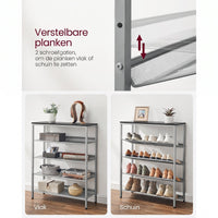 Metalen Schoenenrek met Verstelbare Roosterplanken, 4 of 5 Niveaus