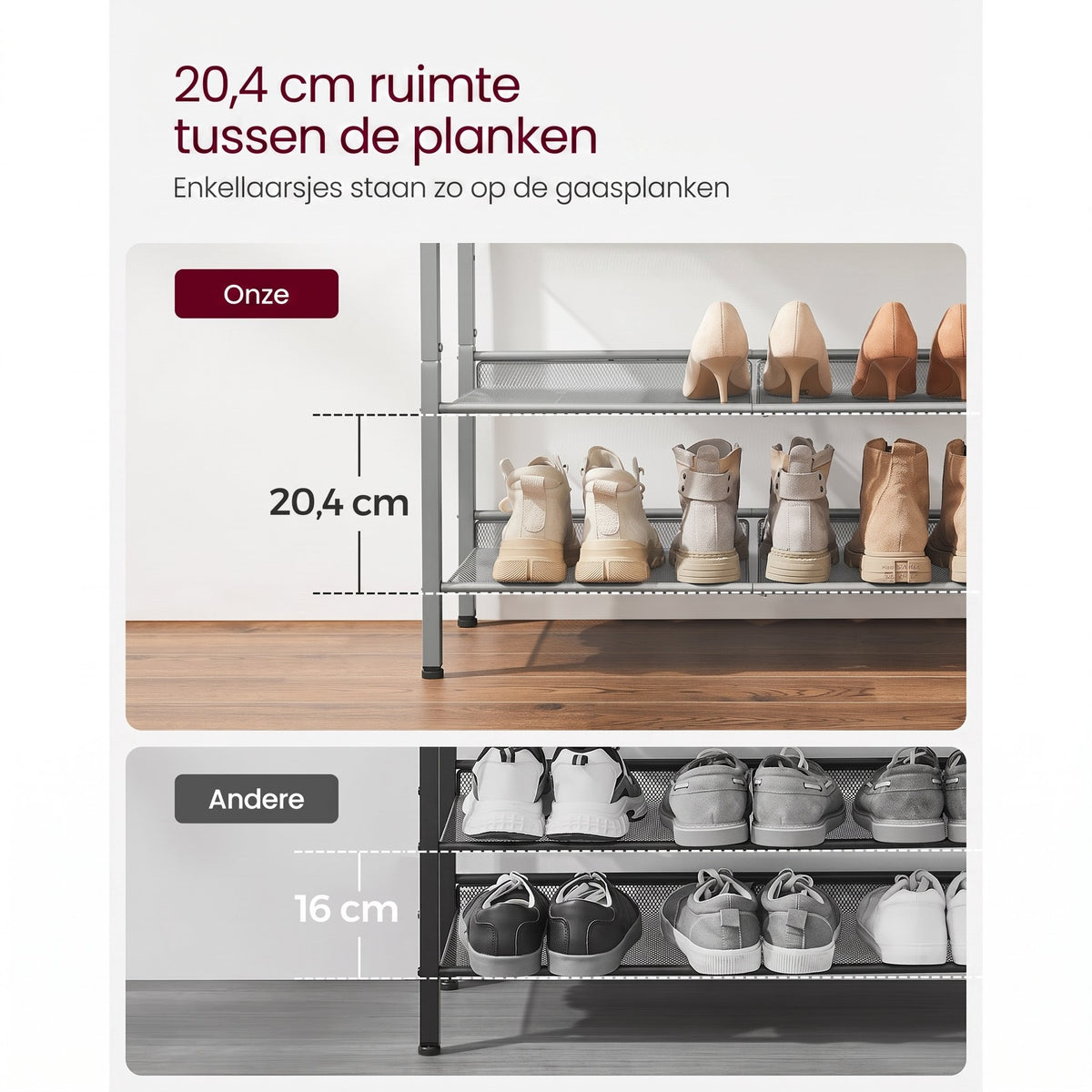 Metalen Schoenenrek met Verstelbare Roosterplanken, 4 of 5 Niveaus
