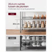 Metalen Schoenenrek met Verstelbare Roosterplanken, 4 of 5 Niveaus