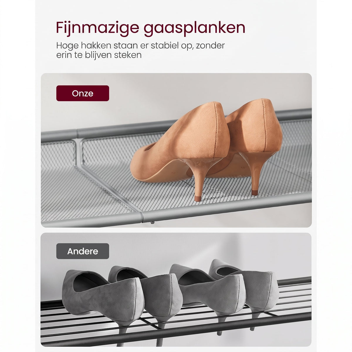 Metalen Schoenenrek met Verstelbare Roosterplanken, 4 of 5 Niveaus