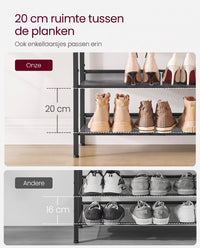 Metalen Schoenenrek met Verstelbare Roosterplanken, 4 of 5 Niveaus