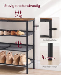 Metalen Schoenenrek met Verstelbare Roosterplanken, 4 of 5 Niveaus
