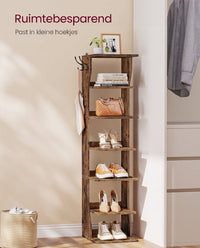 Smal Schoenenrek met 6 Niveaus en 2 Haken, 30 x 26,4 x 110,4 cm