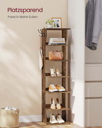 Smal Schoenenrek met 6 Niveaus en 2 Haken, 30 x 26,4 x 110,4 cm