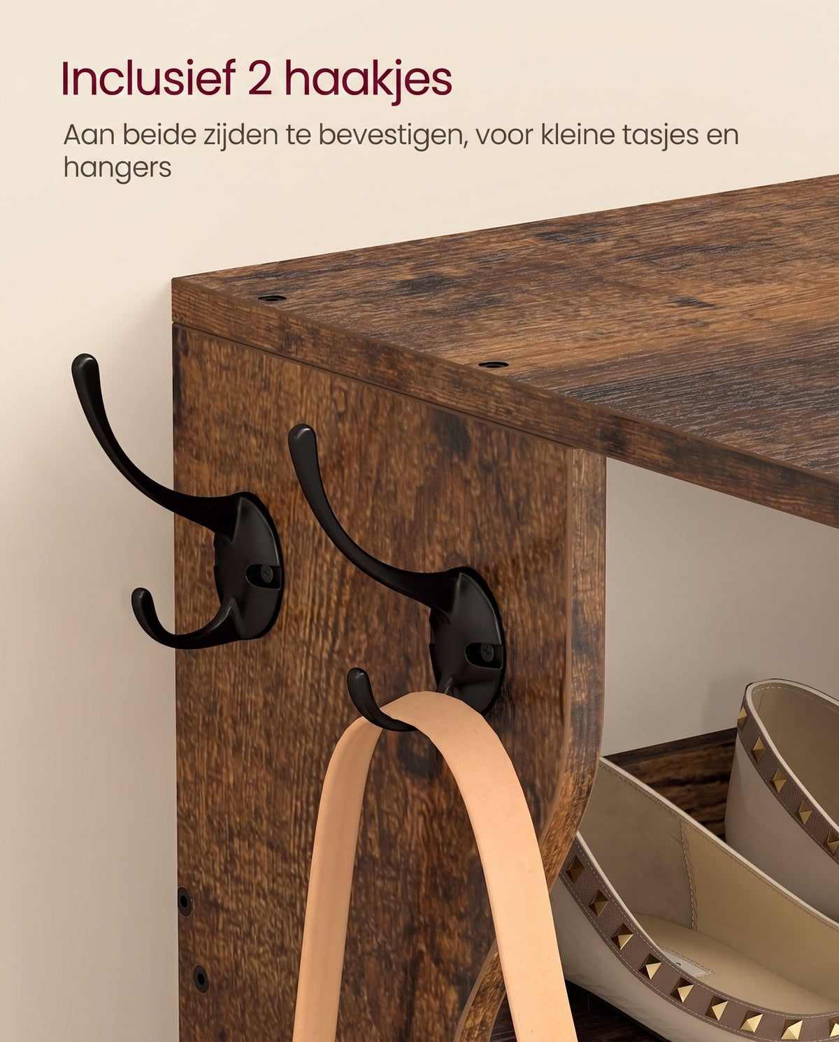 Smal Schoenenrek met 6 Niveaus en 2 Haken, 30 x 26,4 x 110,4 cm