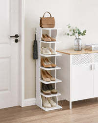 Smal Schoenenrek met 6 Niveaus en 2 Haken, 30 x 26,4 x 110,4 cm