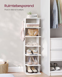 Smal Schoenenrek met 6 Niveaus en 2 Haken, 30 x 26,4 x 110,4 cm