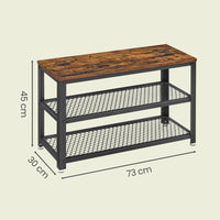 Schoenenbank met 2 Roosterplanken en Zitvlak, 73 cm