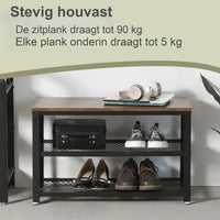 Schoenenbank met 2 Roosterplanken en Zitvlak, 73 cm