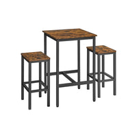 Compacte Bartafelset met 2 Barkrukken en Voetsteun, 60 x 60 x 90 cm