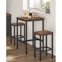 Compacte Bartafelset met 2 Barkrukken en Voetsteun, 60 x 60 x 90 cm