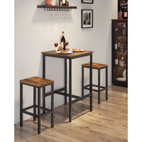 Compacte Bartafelset met 2 Barkrukken en Voetsteun, 60 x 60 x 90 cm