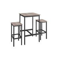 Compacte Bartafelset met 2 Barkrukken en Voetsteun, 60 x 60 x 90 cm