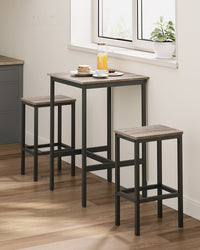 Compacte Bartafelset met 2 Barkrukken en Voetsteun, 60 x 60 x 90 cm