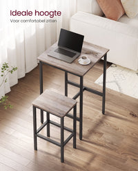 Compacte Bartafelset met 2 Barkrukken en Voetsteun, 60 x 60 x 90 cm