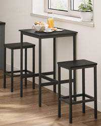 Compacte Bartafelset met 2 Barkrukken en Voetsteun, 60 x 60 x 90 cm