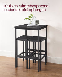 Compacte Bartafelset met 2 Barkrukken en Voetsteun, 60 x 60 x 90 cm